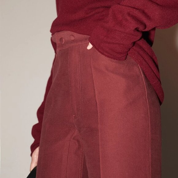 CHICJOC Burgundy Tailored Cotton Pants – Size 38 - Picture 15 of 16